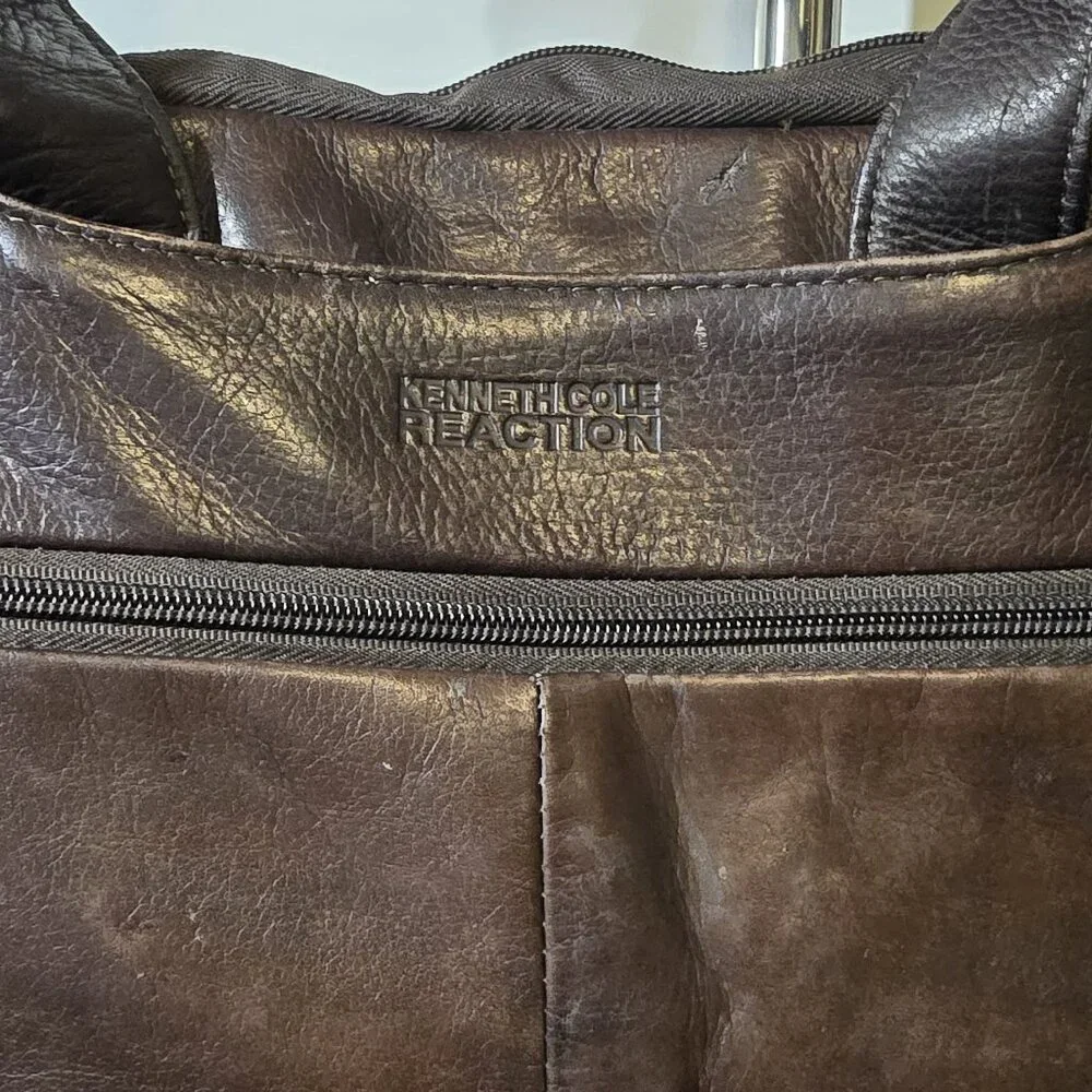 Kenneth Cole Reaction Genuine Leather Laptop Bag Brown Briefcase